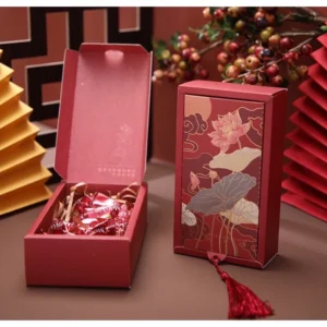 กล่องของขวัญ​ กล่องขนม ฝาเปิดหน้า สีขาว แต่งพู่
