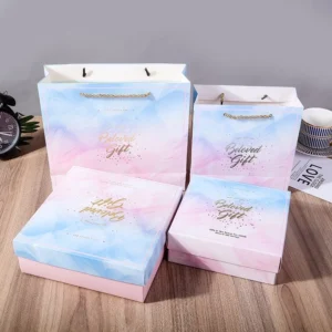 กล่องของขวัญพร้อมถุงขนาดใหญ่ และขนาดเล็ก สีพาสเทลโพนี่